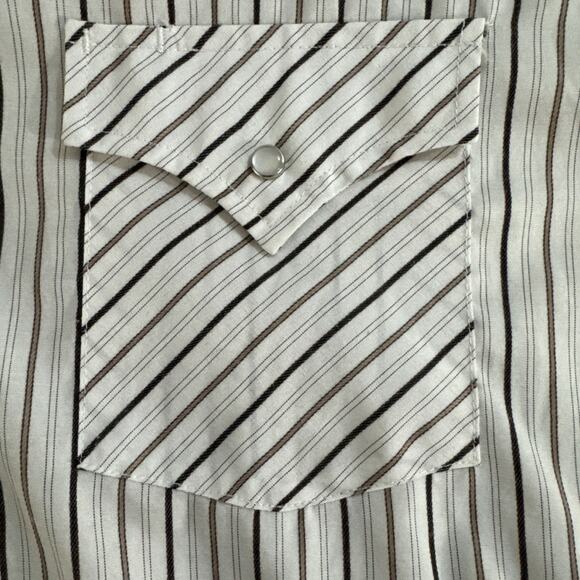 Vintage Ely Cattleman Western Pearl Snap Shirt Mens XL White Brown Striped - Picture 5 of 5